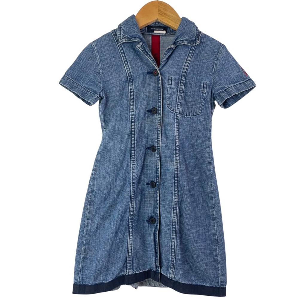 Burberry Vintage Y2K Girl’s Short Sleeve Button Front Denim Jean Dress Size 4